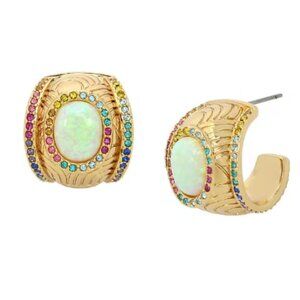 KURT GEIGER LONDON Signature Southbank Rhinestone and Opal Hoop Earrings